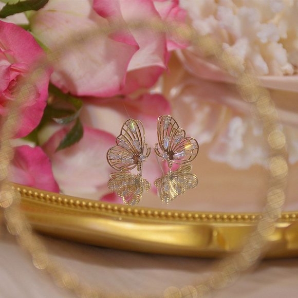 Butterfly Crystal Stud Earring - Picture 3 of 5